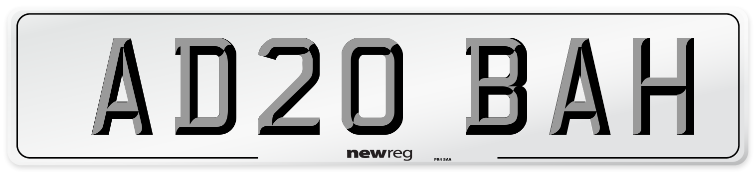 AD20 BAH Number Plate from New Reg